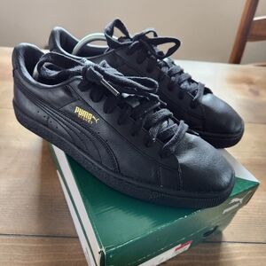 Puma Men's Basket Classic Leather Trainers, Black